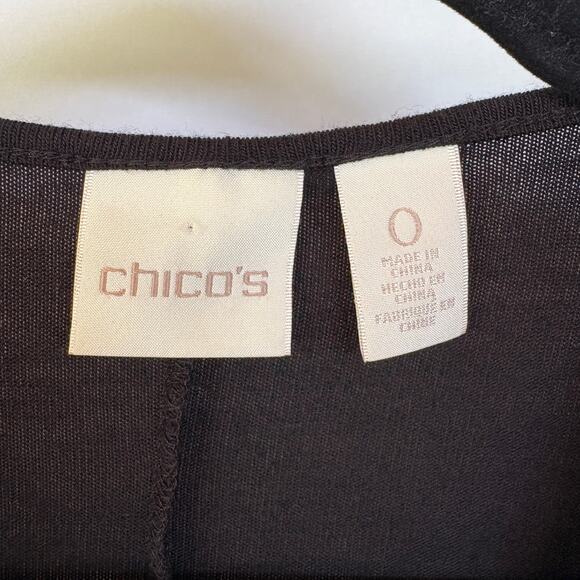 Chico’s Black Patchwork Boho Cowl Neck Shabby Chic Sharkbite Blouse Gypsy Witch - Picture 6 of 9